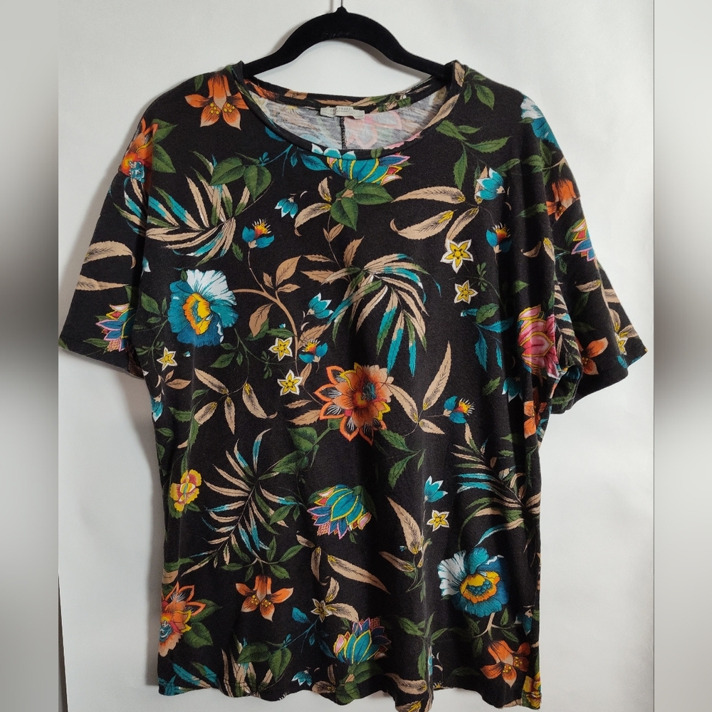 Zara Trafaluc Black Floral Print Oversized Top Womens Size Small - Picture 3 of 9